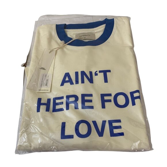 NWT RETERNITY Men’s XXL Oversized Streetwear Tee Cream and Blue Made in Europe - Picture 9 of 9